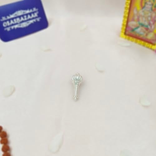 Osasbazaar Pure Silver Gada, Weapon of Bajrangbali Hanuman for Mandir Puja, Sacred Mace for Temple Worship, Home Office Decor Accessory - 97%-99% Purity Certified - Image 3