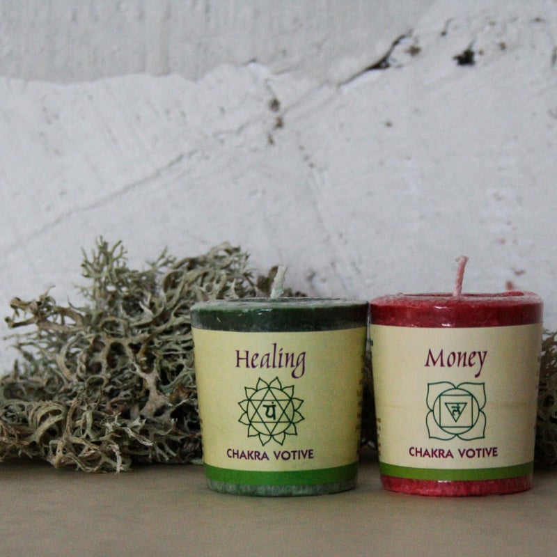 Aloha Bay Premium Scented Hand Made Chakra Energy Candle | Votive 12-pack |Money, Muladhara| Yoga, Prayer & Meditation Candle | Long Burn |Essential Oils of Cassia, Clove & Nutmeg | Aloha Bay - Image 3