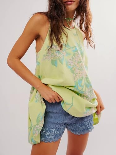 LifeShe Floral Sleeveless Backless Mini Dress for Women Summer Loose Swing Flowy Sundress with Pockets - Image 2
