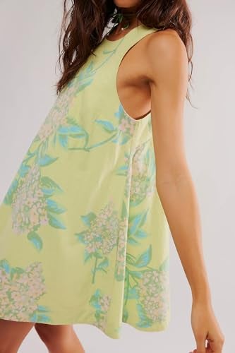 LifeShe Floral Sleeveless Backless Mini Dress for Women Summer Loose Swing Flowy Sundress with Pockets - Image 3