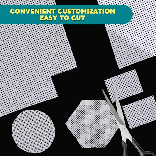 Knitgrip 8 Pack 8 x 8 Inches Needlepoint Canvas 13 Mesh Blank White Canvas Pure Cotton Needlepoint Mesh Twist Interlock for Embroidery DIY Knit Crochet Projects Make Dividers - Image 5