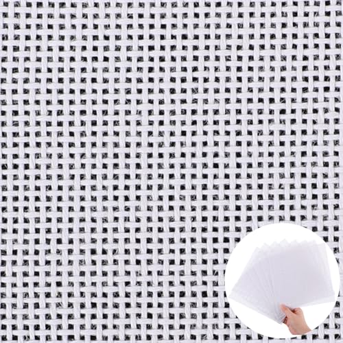 Knitgrip 8 Pack 8 x 8 Inches Needlepoint Canvas 13 Mesh Blank White Canvas Pure Cotton Needlepoint Mesh Twist Interlock for Embroidery DIY Knit Crochet Projects Make Dividers - Image 1
