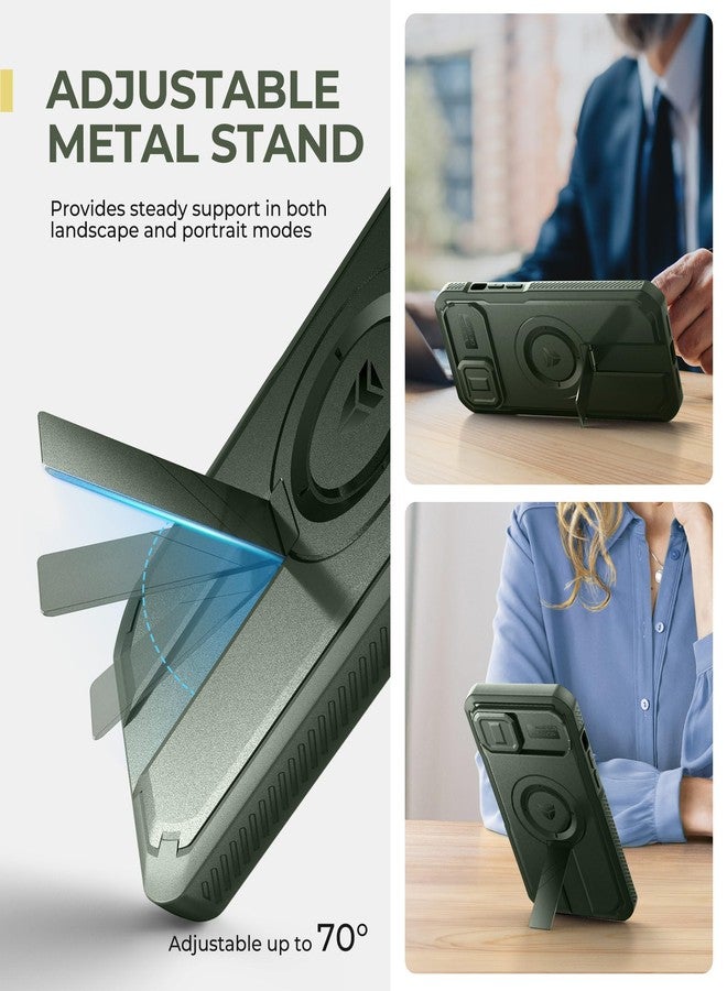 Dexnor for iPhone 15 Plus/14 Plus Case with Slide Camera Cover & Adjustable Kickstand&Built-in Screen Protector,Magsafe Rugged Shockproof Bumper Cases Heavy-duty Magnetic Protective Cover,Army Green - Image 5
