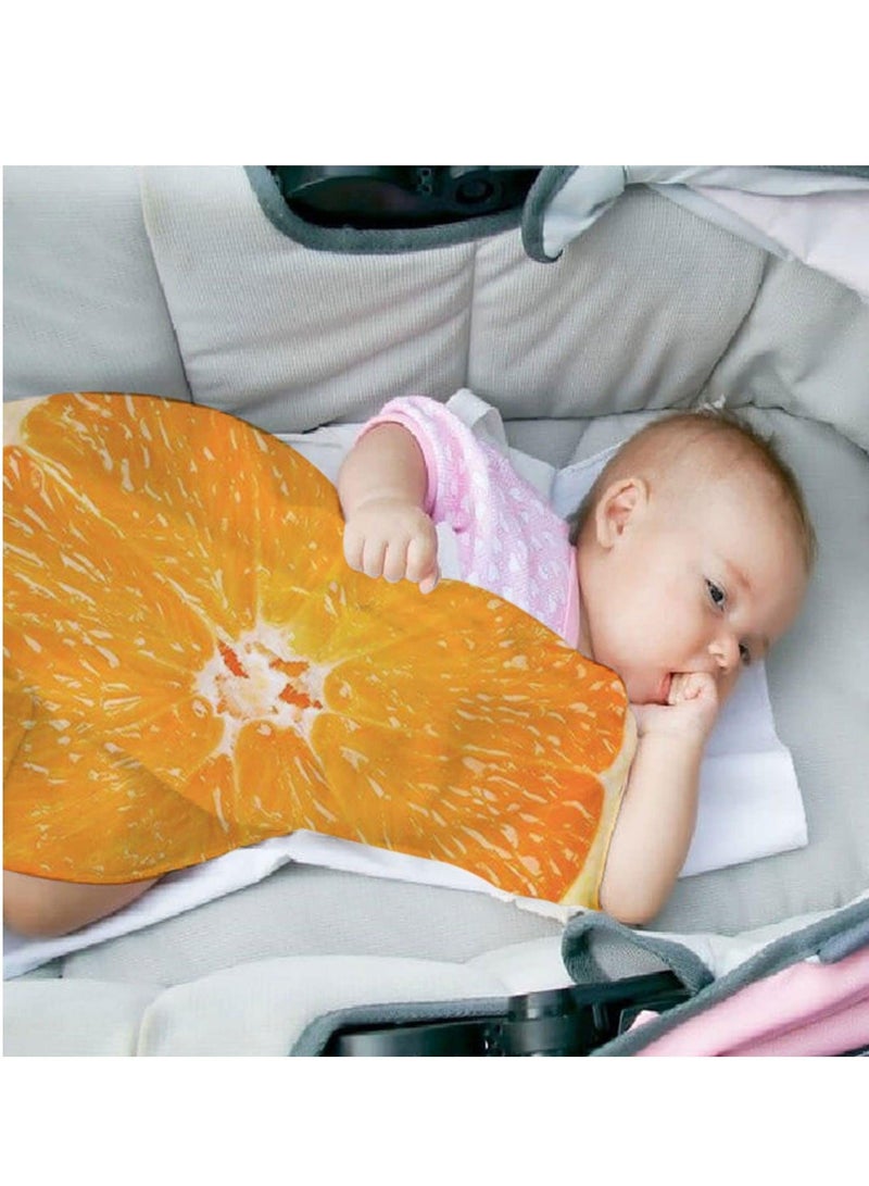 Y&D Baby Wrap Blanket, Unisex Babies' Flannel Receiving Blankets, Orange Printed Soft Comfort Blanket for Infant, Fun Photo with Hat, 33.4*33.4Inch  - Image 4