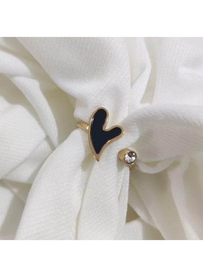 UShop Adjustable heart-shaped ring from U-Shop, gold-plated with a touch of beauty and a crystal stone, elegant and fashionable jewelry. - Image 3