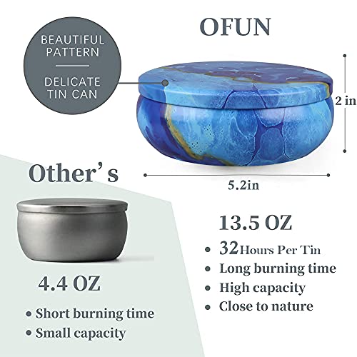 OFUN Large Citronella Candles Outdoor Decorative 55oz, Soy Wax Lemongrass Candle Set 3 Wick, Scented Jar Candle Bulk Up to 240hrs, 3 Pack Summer Camping Candles for Patio Garden Balcony - Image 2