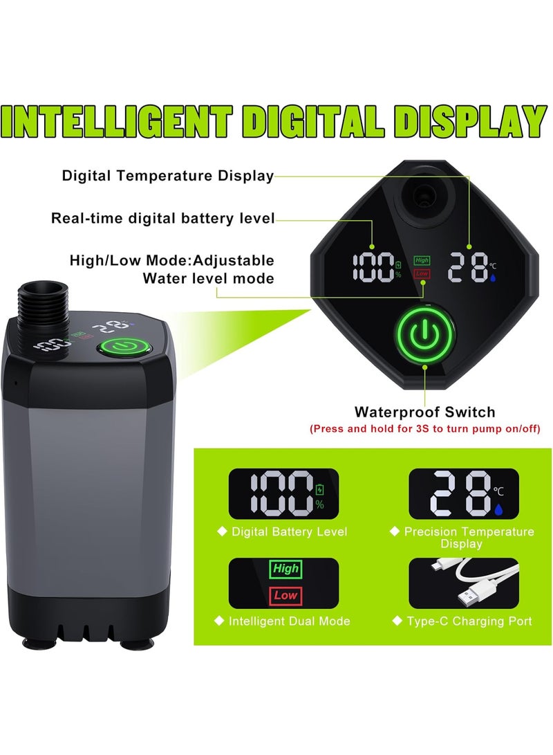 KADRAMA Portable Camp Shower, Camp Shower Pump with Detachable USB Rechargeable Batteries, With shower head, smart LED display, electric water pump,Portable Outdoor Shower Head, Pumps Water from Bucket Into Steady, Gentle Shower Stream,for Camping, Traveling - Image 2