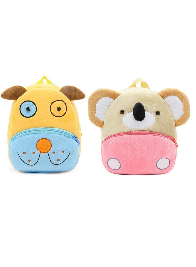 blue tree Kids School Bag Soft Plush Backpack Cartoon Bags Mini Travel Bag for for Girls Boys Toddler Baby Cute Dog & Koala
