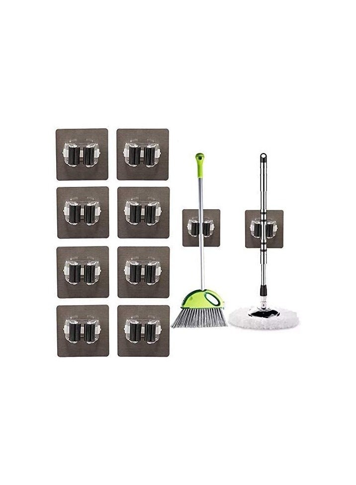 SYOSI Mop Broom Holder, FuYamp 8 Pack Heavy Duty Mop Wall Mounted Clips Hangers Broom Storage Rack Hooks Tidy Clamp Organizer Tool for Closet Kitchen Garden...  - Image 1