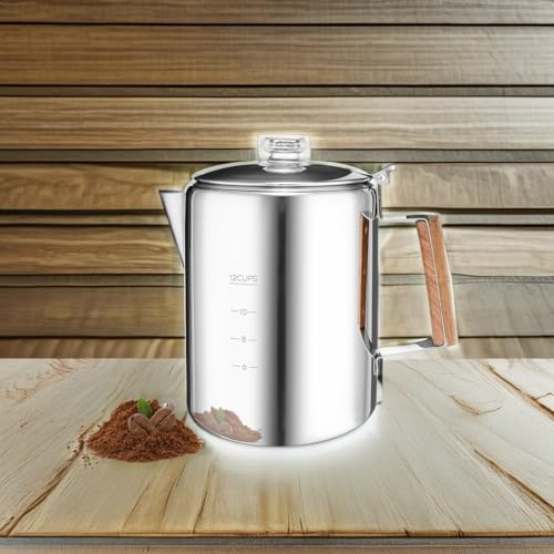 MEREZA Camping Percolator Coffee Pot 12 Cup Stove Top Coffee Percolator Non Electric Coffee Maker Camping Stainless Steel Coffee Pot Outdoors Home No Aluminum & Plastic Fast Brew - Image 5