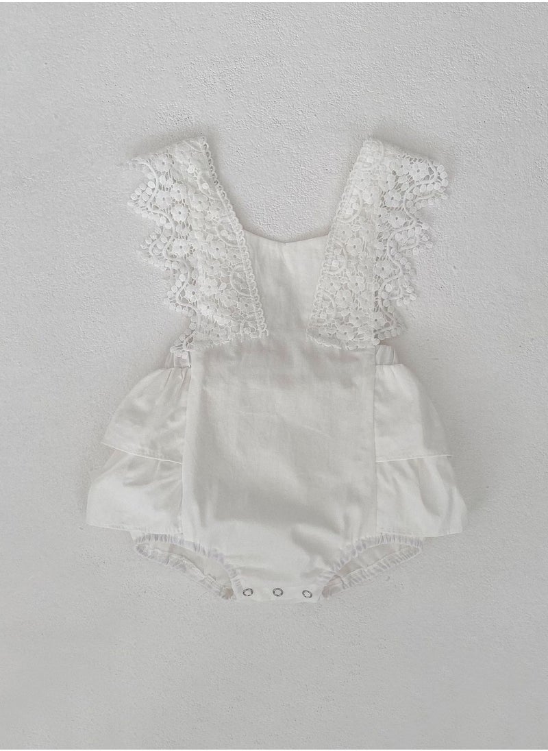 Bafanou Bafanou Baby Girls Plain Playsuit Newborn Cotton Jumpsuit Infant 0-2Y Sleeveless Romper  - Image 4