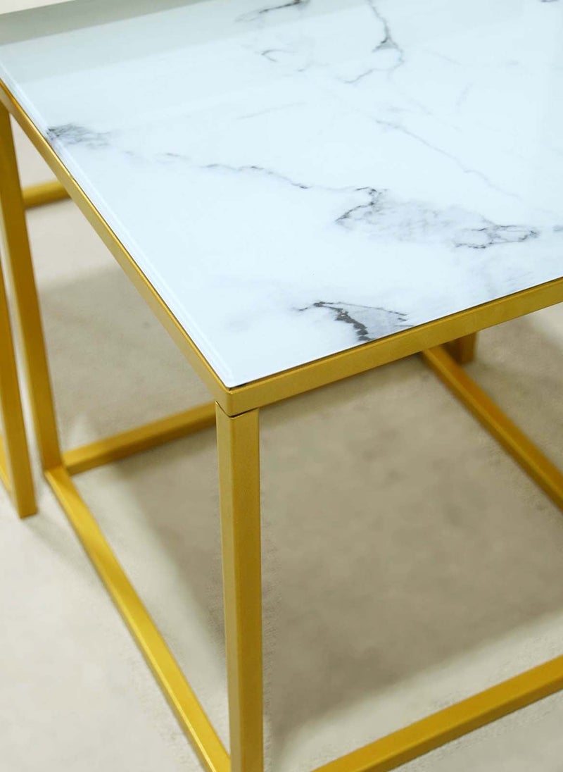 شاربدو طاولة قهوة مربعة للأم والطفل، بسيطة وعصرية، غرفة معيشة منزلية، طاولة رخامية فاخرة بإضاءة 40*40*44 و35*35*37 سم - Image 4