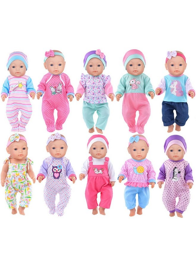 ibayda 10 Sets Doll Clothes Accessories Play Set Include Rompers Outfits For 14-16 Inch Dolls And 43Cm/17 Inch New Baby Dolls (No Doll) - Image 1