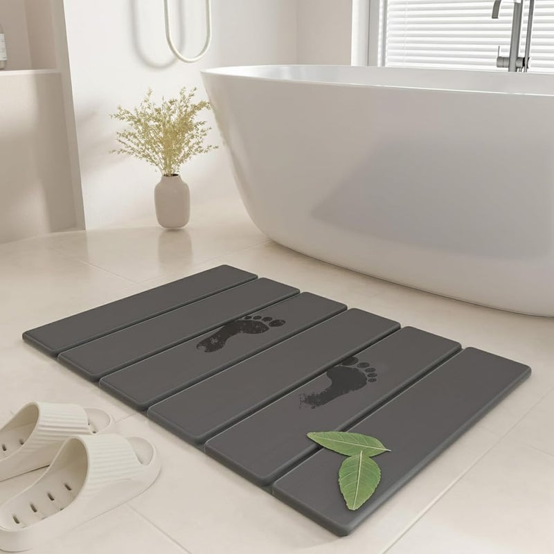 SYIPO Stone Bath Mat - Non-Slip Foldable Diatomite Bath Mat 23.6 x 15.3â€, Super Absorbent & Quick Drying Bathroom Mat | Easy to Clean Shower Floor Mat, Dark Gray - Image 1