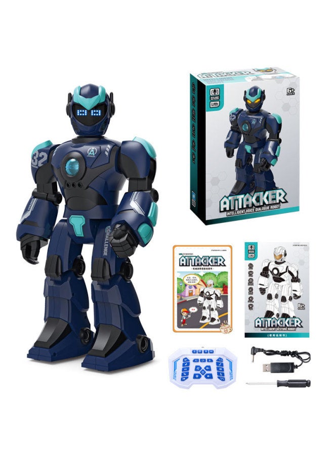 JJRC Large Intelligent Programming Voice Dialogue Robot Children's Early Education Toy Puzzle K8 Robot Model-Color:Blue - Image 1