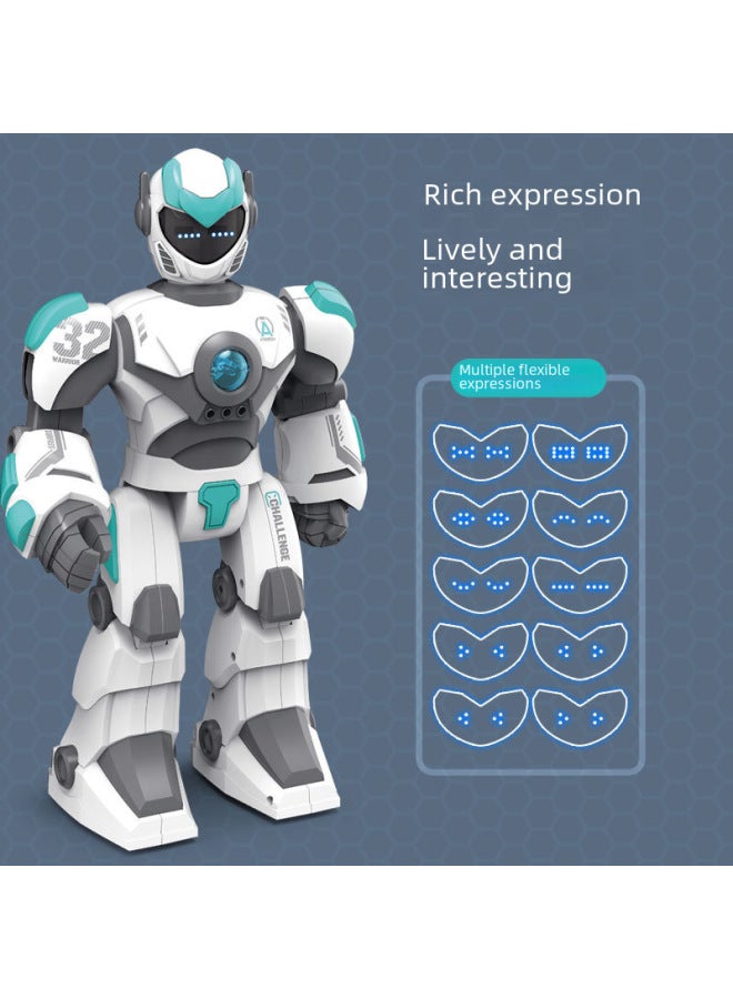 JJRC Large Intelligent Programming Voice Dialogue Robot Children's Early Education Toy Puzzle K8 Robot Model-Color:Blue - Image 5
