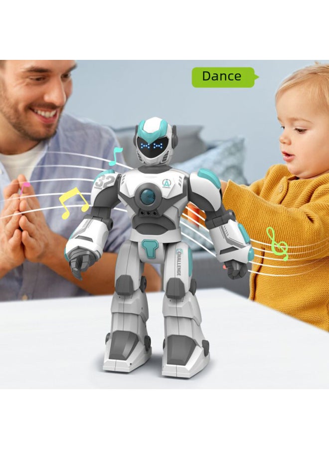 JJRC Large Intelligent Programming Voice Dialogue Robot Children's Early Education Toy Puzzle K8 Robot Model-Color:Blue - Image 4