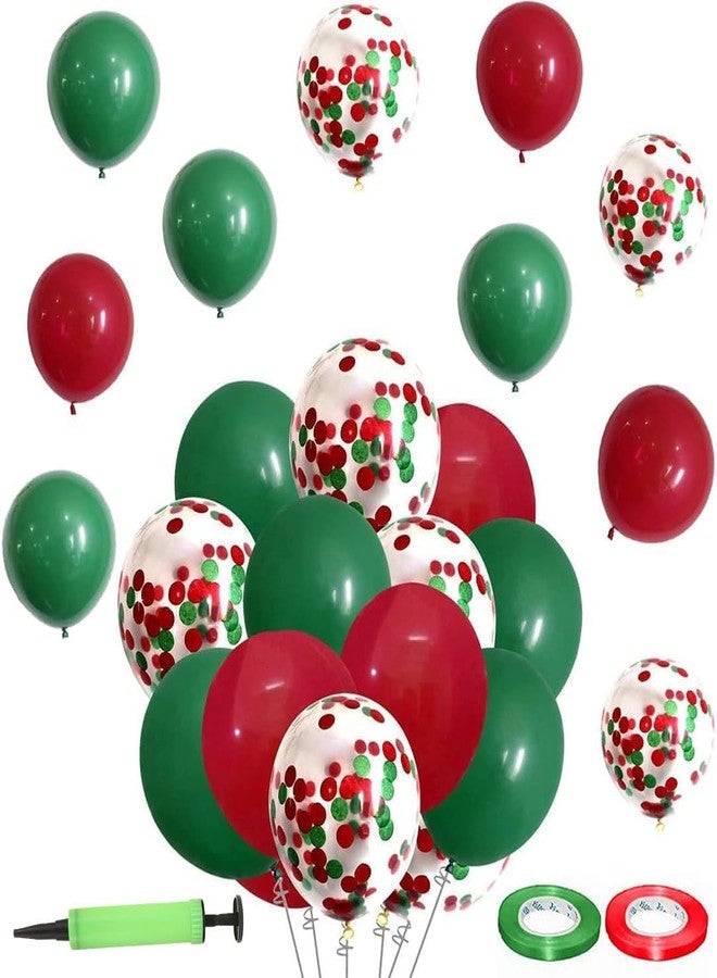 Cangfort Christmas Confetti Latex Balloons Set, 50PCS 12 Inch Red Green Gold Confetti Balloon Kit for Christmas Grinch Birthday Party Decoration Supplies - Image 1