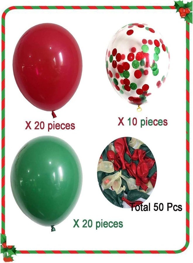 Cangfort Christmas Confetti Latex Balloons Set, 50PCS 12 Inch Red Green Gold Confetti Balloon Kit for Christmas Grinch Birthday Party Decoration Supplies - Image 2