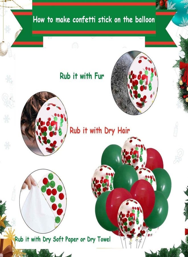 Cangfort Christmas Confetti Latex Balloons Set, 50PCS 12 Inch Red Green Gold Confetti Balloon Kit for Christmas Grinch Birthday Party Decoration Supplies - Image 4