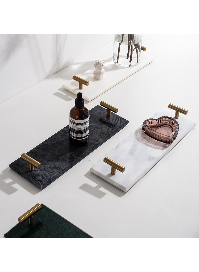 FUKE Tray Bathroom Marble with Gold Handles – Jewelry Display Organizer Cosmetic Storage  Holder Bath Accessory Stand - Image 4