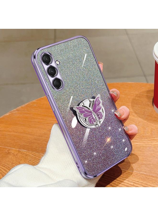 اس-توب جراب لهاتف Samsung Galaxy A16 5G مطلي بطبقة لامعة متدرجة اللون على شكل فراشة جراب هاتف TPU - Image 1