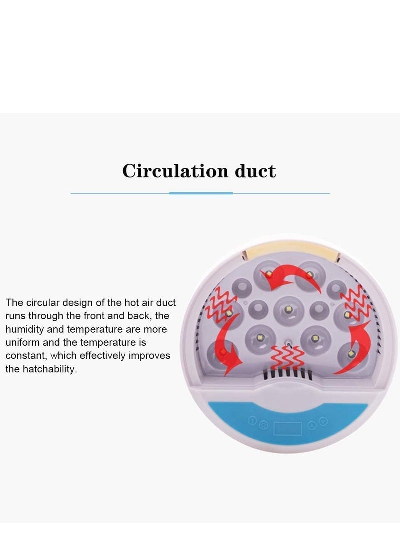 Excefore Egg Incubator, with 9 LED Light Egg Candle Tester and Temperature Control Device, One-Key Incubation Mini Home Hatching Equipment, 9 Egg Incubator Breeder for Chicken, Duck, Goose, Bird  - Image 5