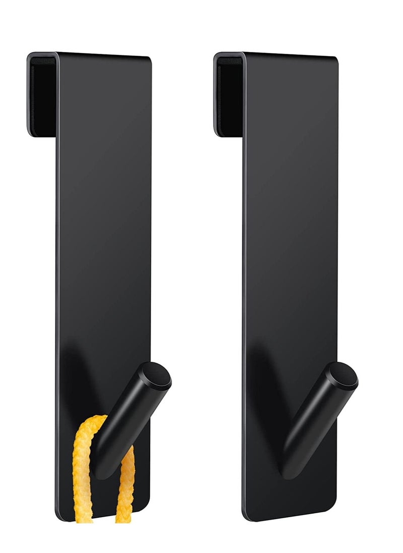 SYOSI Shower Door Hooks 2 Pack Over Door Hooks for Bathroom Frameless Glass Shower Door Towel Hooks Stainless Steel Hanger Drilling-Free Towel Rack Ideal for Robe Loofahs Black  - Image 1