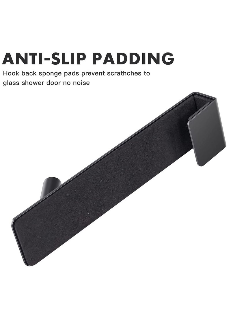 SYOSI Shower Door Hooks 2 Pack Over Door Hooks for Bathroom Frameless Glass Shower Door Towel Hooks Stainless Steel Hanger Drilling-Free Towel Rack Ideal for Robe Loofahs Black  - Image 4