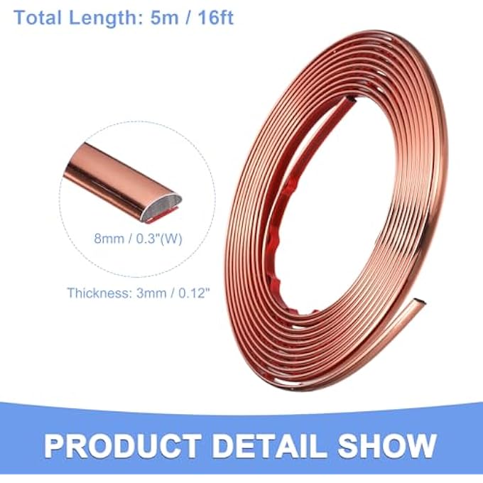 TRIM SELF-ADHESIVE TAPE - 1 PACK PEEL AND STICK DECORATIVE TRIM FOR TILE EDGE MIRROR FURNITURE DOOR WARDROBE DECOR - PVC WALL TRIM - (0.3-INCH X 18-FT ROSE GOLD) - Image 3