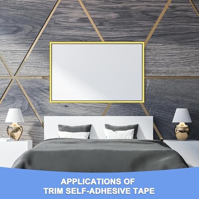 TRIM SELF-ADHESIVE TAPE - 1 PACK PEEL AND STICK DECORATIVE TRIM FOR TILE EDGE MIRROR FURNITURE DOOR WARDROBE DECOR - PVC WALL TRIM - (0.3-INCH X 18-FT ROSE GOLD) - Image 2