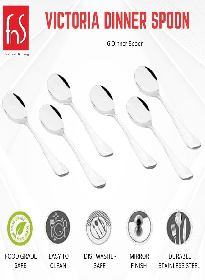 FnS Victoria Food Grade Safe Stainless Steel Round Handle Dinner Spoon -Set of 6 Spoons for Home, Dining and Kitchen - Image 2