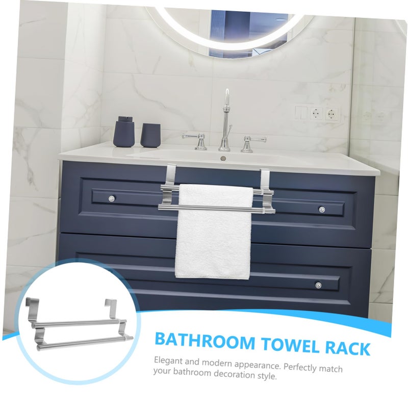 Adjustable Double Towel Rack Stainless Steel Over Door No Drilling Required - Image 5
