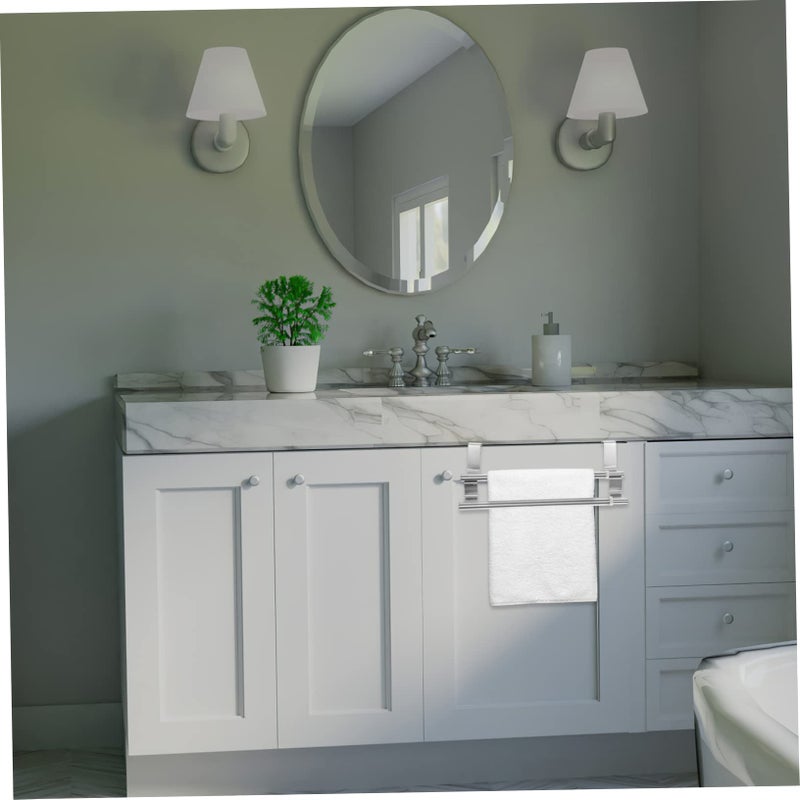 Adjustable Double Towel Rack Stainless Steel Over Door No Drilling Required - Image 4