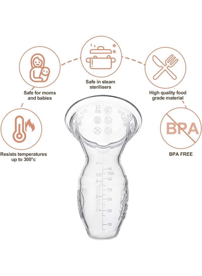 هاكا شفاط حليب من هاكا للرضاعة الطبيعية – شفاط حليب يدوي بقاعدة شفط مصنوع من سيليكون آمن للطعام بنسبة 100% وخالٍ من مادة BPA وPVC والفثالات، بسعة 150 مل (5 أونصات)، لون شفاف. - Image 3