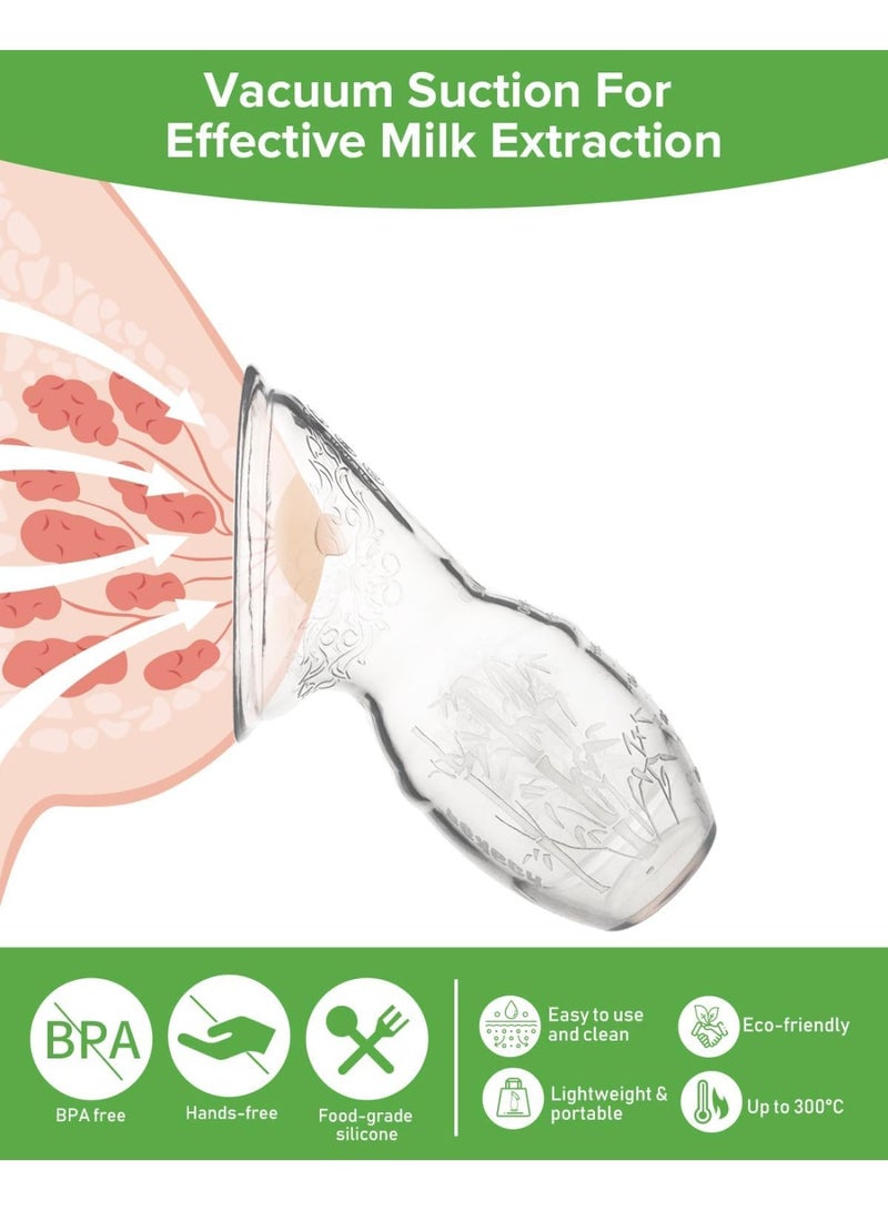 هاكا شفاط حليب من هاكا للرضاعة الطبيعية – شفاط حليب يدوي بقاعدة شفط مصنوع من سيليكون آمن للطعام بنسبة 100% وخالٍ من مادة BPA وPVC والفثالات، بسعة 150 مل (5 أونصات)، لون شفاف. - Image 5