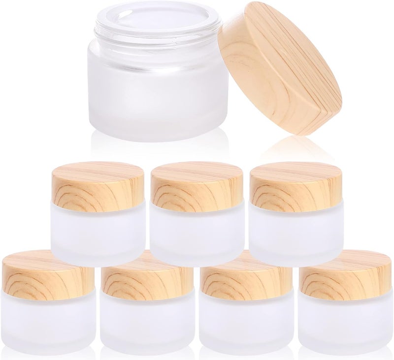 KASTWAVE Glass Cosmetic Containers with Lids, Round Frosted Glass Jars with Leakproof Lids, Small Empty Sample Jars for Makeup Lip Scrub Balm Lotions Sample Eye Creams DIY (8 PACK 10ML) - Image 1