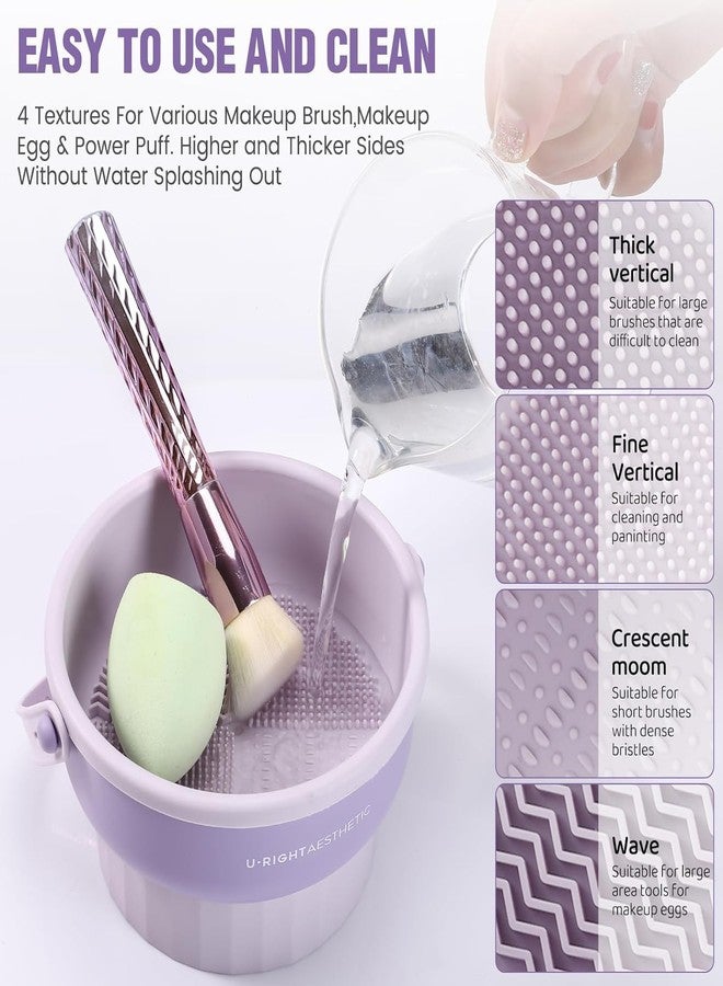 GALV Brush Cleaner Mat 3 in 1 Silicone Makeup Brush Cleaner Makeup Brush Cleaning Bowl Sponge Scrubber Tool for Cleaning, Storage And Upside Down Drying (Multicolor) - Image 4