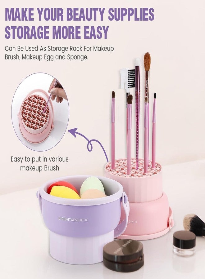 GALV Brush Cleaner Mat 3 in 1 Silicone Makeup Brush Cleaner Makeup Brush Cleaning Bowl Sponge Scrubber Tool for Cleaning, Storage And Upside Down Drying (Multicolor) - Image 5