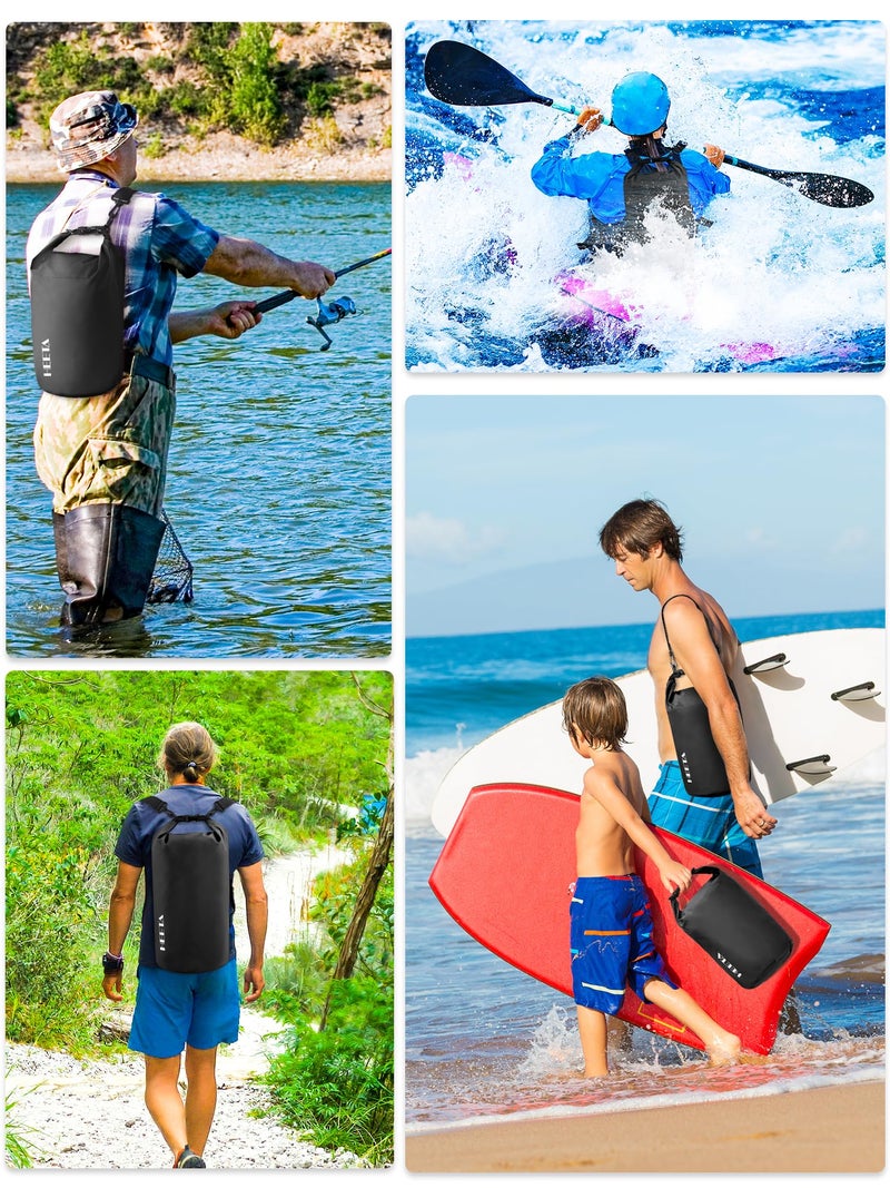 HEETA Waterproof Dry Bag for Women Men (Upgraded Version), Roll Top Lightweight Dry Storage Bag Backpack with Emergency Whistle for Travel, Swimming, Boating, Kayaking, Camping, Beach (Black, 5L) - Image 5