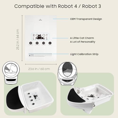AWoHH 90 Pack Cat Litter Box Robot Model 543 Waste Bags Tearfree Transparent Sensorcompatible Automatic Litter Box Liners Bags 911 Gallon Capacity - Image 3