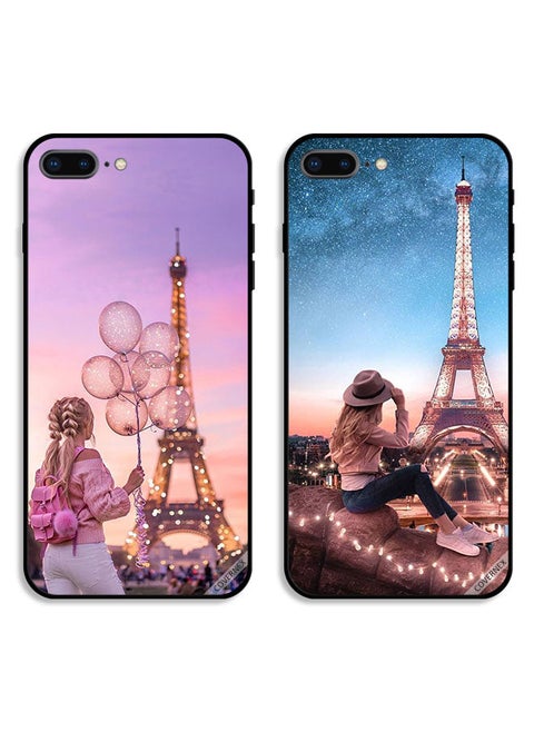 Two Cases For Apple iPhone 8 Plus Protective Covers Cute Girl and Eiffel Tower