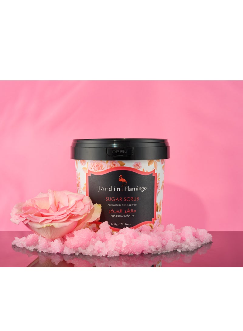JARDIN FLAMINGO SUGAR SCRUB ARGAN OIL & ROSE POWDER 600G - Image 2