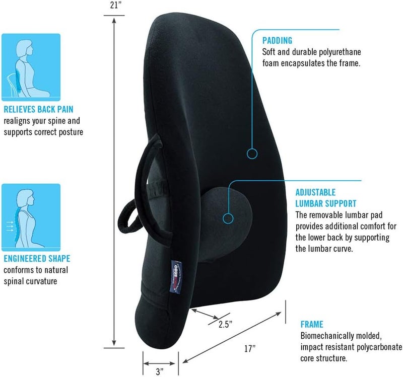 ObusForme ObusForme Lumbar Support Pillow for Chair  Lower Back Backrest Cushion  Adjustable Lumbar Pad  Proven Back Pain Relief  Home Office or OnTheGo  - Image 2