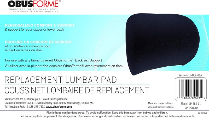 ObusForme ObusForme Lumbar Support Pillow for Chair  Lower Back Backrest Cushion  Adjustable Lumbar Pad  Proven Back Pain Relief  Home Office or OnTheGo  - Image 4