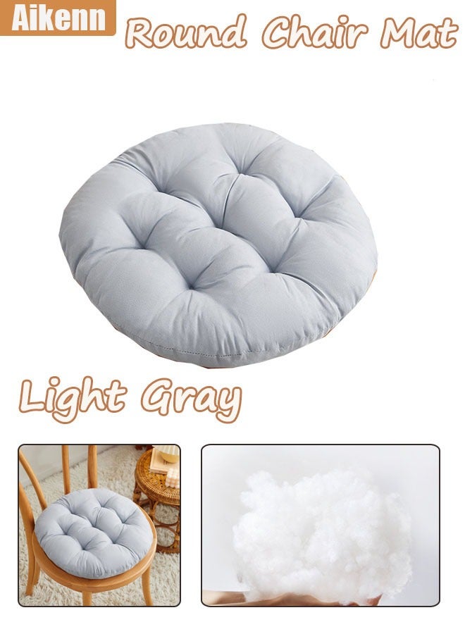 Aikenn Chair Pads Round Seat Cushion with Ties Sofa Pillows Meditation Floor Pillow Thicken Tatami Cushion Sofa Chair Pads Car Seat Cushion for Office Living Room Sofa Balcony Yoga(Light Gray)  - Image 1