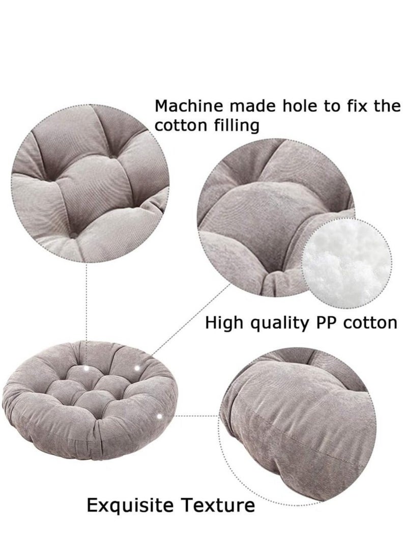 Aikenn Chair Pads Round Seat Cushion with Ties Sofa Pillows Meditation Floor Pillow Thicken Tatami Cushion Sofa Chair Pads Car Seat Cushion for Office Living Room Sofa Balcony Yoga(Light Gray)  - Image 3