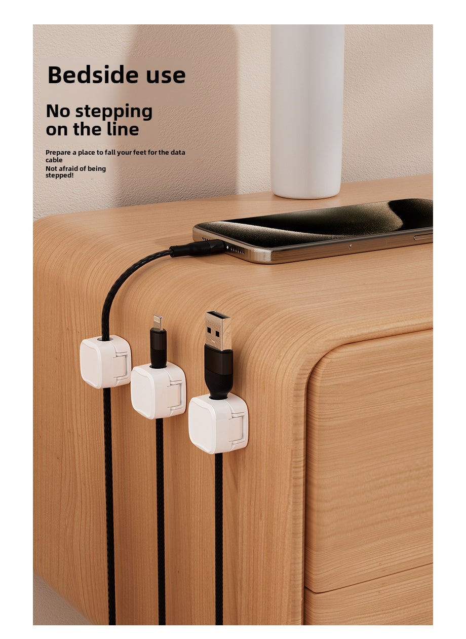 Generic Magnetic Cable Organizer Desk Non-Mark Self-Adhesive 3 Pack White Bag 