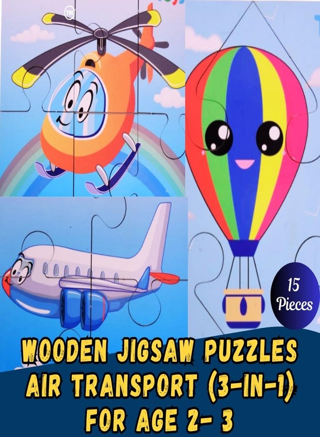 Toyjos Transport Theme Wooden Puzzle Set | 2-5 Years Children Educational Jigsaw Puzzle Toy | Early Learning Cognitive Skill Development Jigsaw Game Toy Birthday Gift for Boys, Girls (Set of 3, 20 Pc) - Image 2