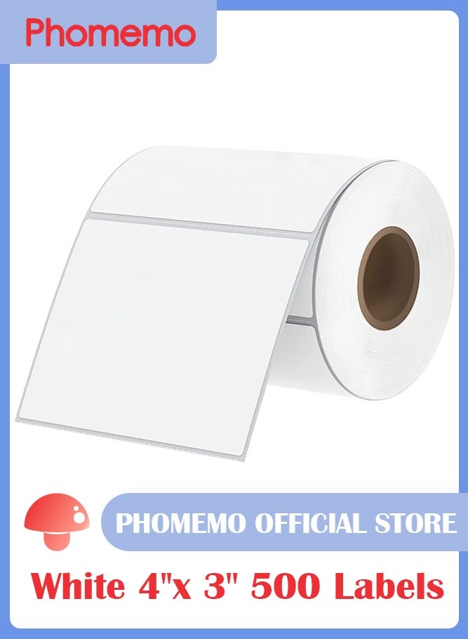 فوميمو ملصق شحن حراري مباشر 4 × 3 ملصقات قابلة للطي مقاس انش متوافقة مع طابعة رولو ومونبين وزيبرا وفارغو عبوة واحدة 500 - Image 1